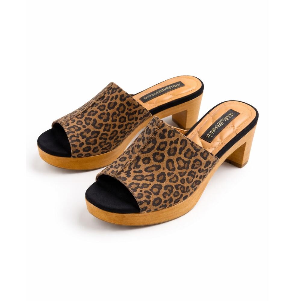 Kelsi Dagger Brooklyn Ryan Leopard Platform Mule Heels Size 8.5 NWOT